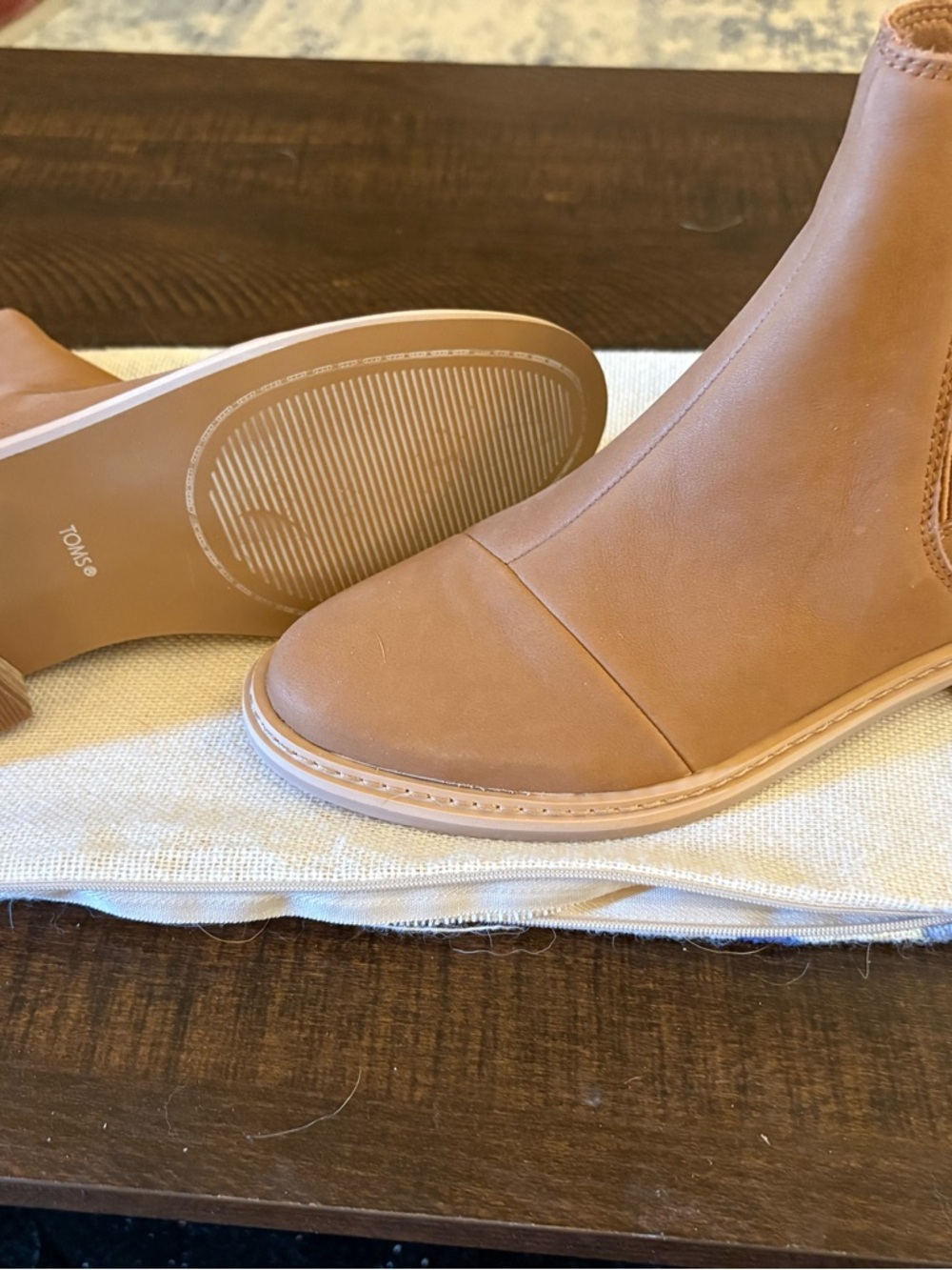 Toms Chestnut Brown Leather Chelsea Ankle Boots